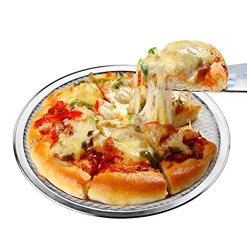 New Seamless Aluminum Pizza Screen Baking Tray, Pizza Making Net Bakeware Pizza Tools Metal Net Bakeware Kitchen Tools Pan Round Baking Tray - Thumbnail 3