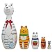 BestPysanky Tabby, Siamese, Maine Coon & Mouse Cats Wooden Nesting Dolls 7 Inches