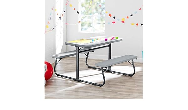 your zone folding kid's activity table with two benches