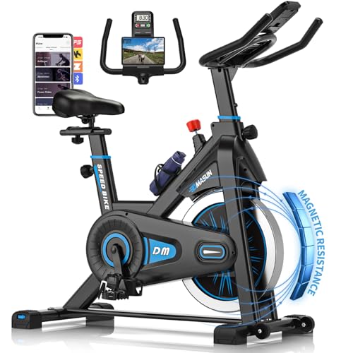 Heimtrainer Fahrrad, DMASUN Hometrainer Fahrrad mit Magnetischem Widerstand, Leise & Stabil, Ergometer mit App Kompatibel & LCD-Monitor, Verbessertes