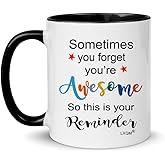 LXQM Inspirational Coffee Mug Gifts for Women Men, Sometimes You Forget You’re Awesome Mug, Inspirational Graduation Gift for Woman Man, Birthday Christmas Thank You Friendship Gifts 11oz Mug (black)