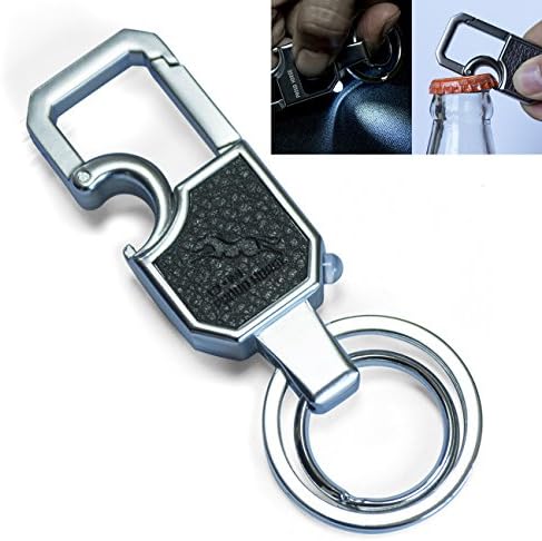 Key Chain Rings with Bottle Opener and LED Light for Men and Women (Silver)