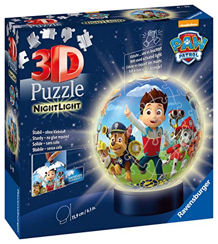 Ravensburger 3D Puzzle 11842 - Nachtlicht Puzzle-Ball Paw Patrol - 72 Teile - ab 6 Jahren, LED Nachttischlampe mit… – Bild 2