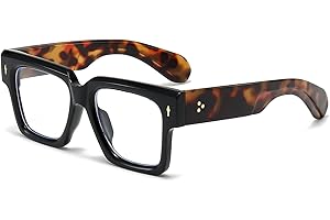 EYLRIM Square Frame Glasses for Women Men Fashion Thick Frame Blue Light Glasses Non Prescription Eyeglasses