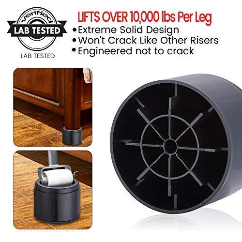 iPrimio Bed Risers Round, 3 Inch Lift, Heavy Duty, 6 Pack, Up to 10000lbs Bed Raising Blocks