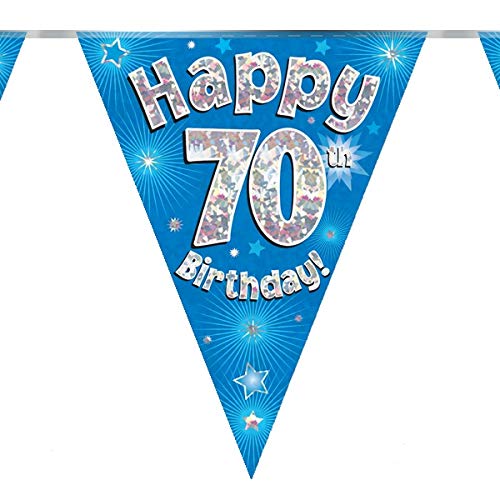 70th Birthday Blue Birthday Party Flag Banner Bunting Age 70