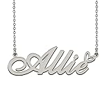 HUAN XUN Dainty Friendship Name Necklace Silver for