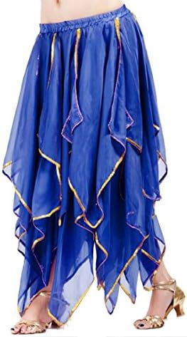 Women Belly Dance Skirt Halloween Tribal Chiffon Skirt Sequin Edge