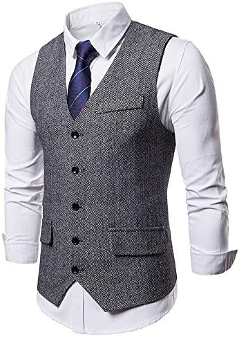 Elogoog Mens coat Men's V-Neck Dress Vest Slim Fit Stylish Sleeveless Waistcoat Casual Suit Jackets