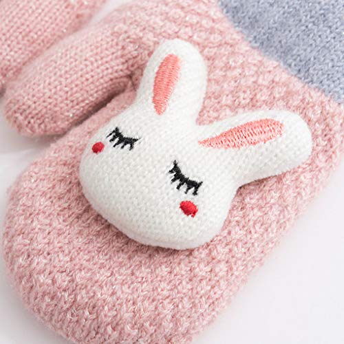 Toddler Baby Knitted Gloves Cute Winter Fleece Ski Mittens Xmas Gift for Kids - Thumbnail 4