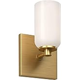 Kuzco WS57704-BG/GO Nola Wall Sconce, 1 E26 A19 Sockets, Brushed Gold/Glossy Opal Glass (Bulbs NOT Included)