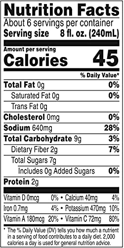 V8 ORIGINAL 100% VEGETABLE JUICE, 46 OZ.