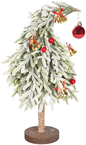 VGIA 17 inch Mini Artificial Christmas Tree Uniquely Shaped Spray Snow Christmas Tree with a Bell Tabletop Christmas Tree