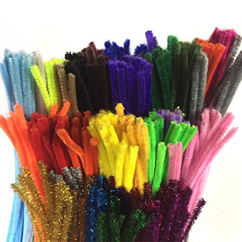300 Pcs Assorted Colors and 100 Glitter Creative Pipe Cleaners DIY Art Craft Decorations Chenille Stems (6 mm x 12 Inch)