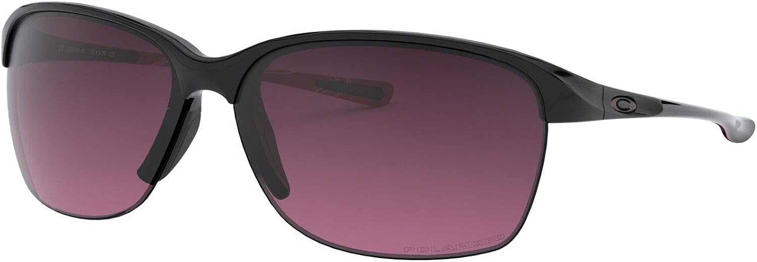 Oakley Women's OO9191 Unstoppable Rectangular Sunglasses, Polished Black/Rose Gradient Polarized, 65 mm: Shoes