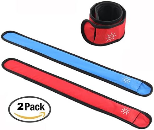 Adywe Safety Flexible LED Slap Bands (2 Pack), Reflective Glow Bracelet, High Visibility Running Armband, flashing Water/sweat resistant wristband, Christmas Gift(Red/Blue)
