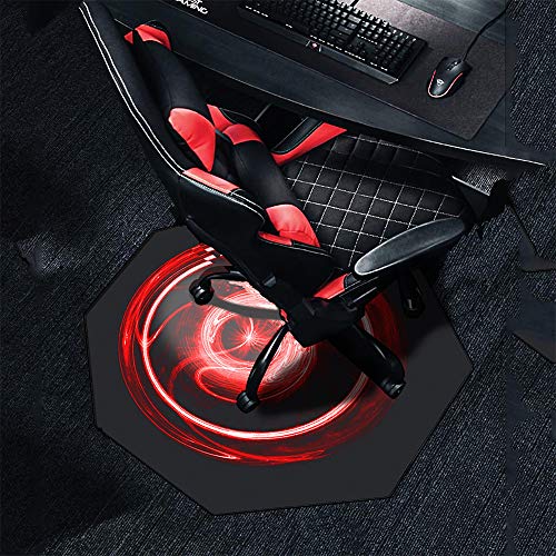 Homek Gaming Chair Floor Mat, 47" x 47" Office Computer Chair Mat | Heavy Duty Floor Protector with Non-Slip Backing, Noise Cancelling for Carpeted Hardwood Floor - Cool Red Lightning