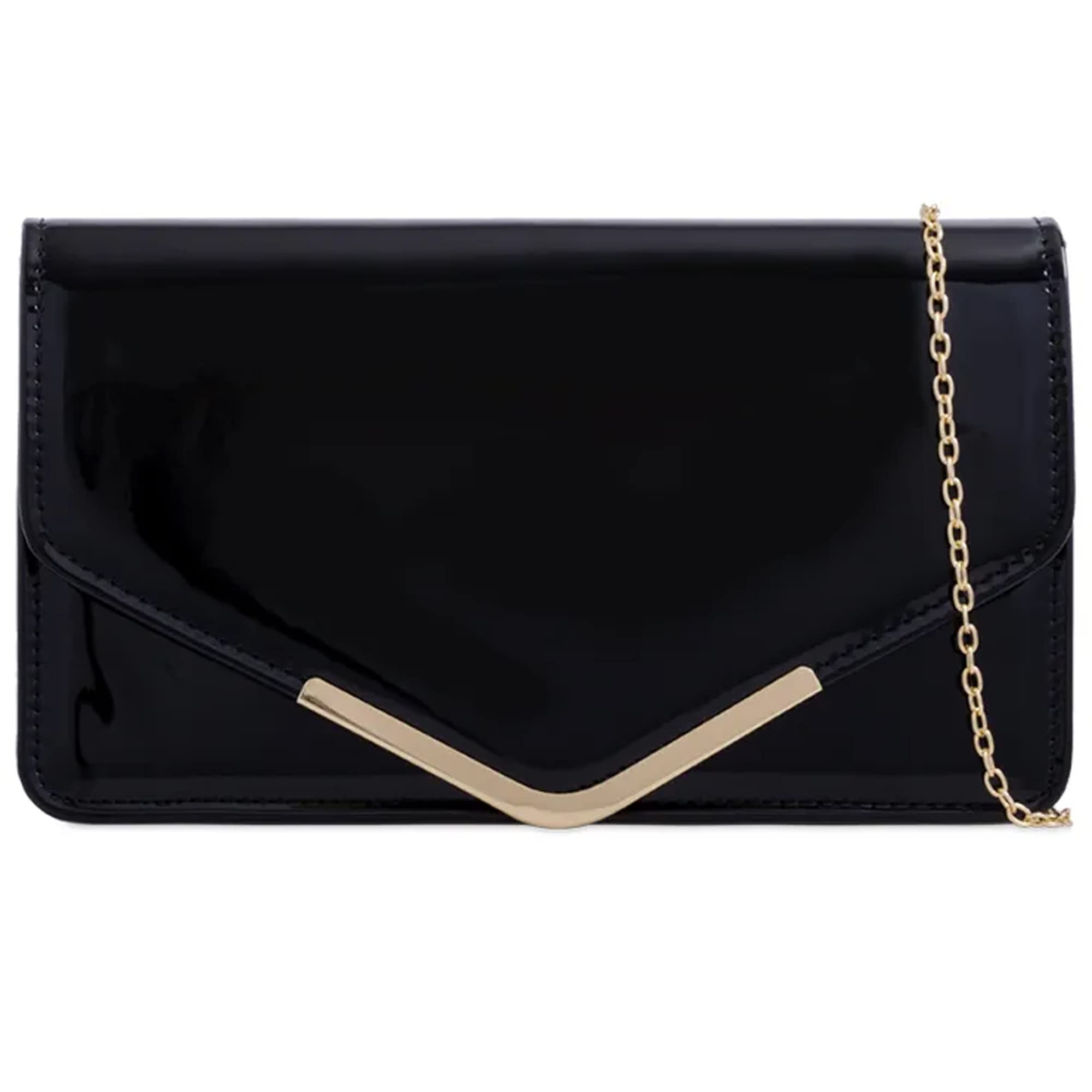 fi9® Patent Leather Bridal Wedding Evening Handbag Party Purse Clutch Shoulder Hand Bag (Black)