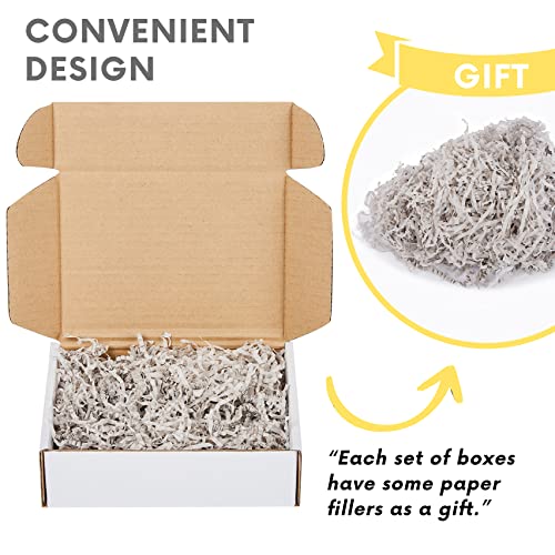 CNXBB Small Boxes with 3.5 OZ Paper Shred Filler, Shipping Boxes Small Size 7x5x2 inches Set of