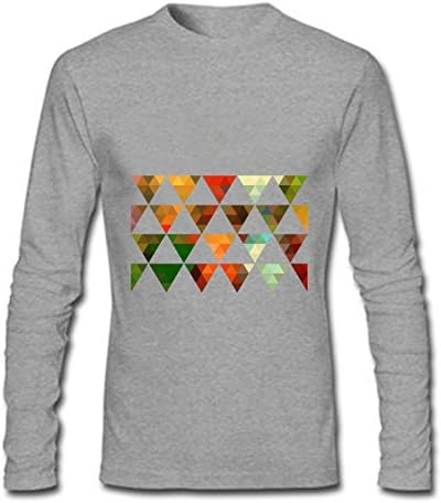 HANGTIANKEJI Art Geometric Triangle Classic Rugged Funny Prints Running Explosion Active Long Sleeve Mens T-shirt Size XXXL