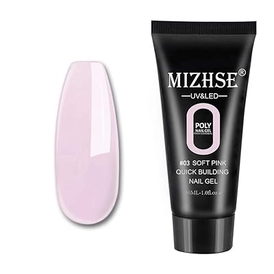MIZHSE Poly Nail Gel Nude Color Extension Builder Gel Professional Enhancement Nail Thickening Tool for Starter (Light pink)