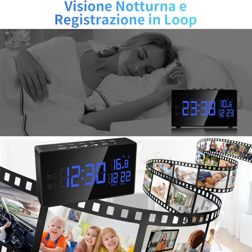 Nisanmoon WiFi Spy Camera 2.4/5G, HD 1080P Hidden Camera, Mini Wifi Camera Alarm Clock, Hidden Spy Camera with Night Vision, Motion Detection, APP Remote View