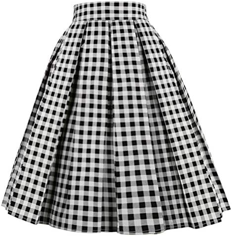 Dresstore Vintage Pleated Skirt Floral A-line Printed Midi Skirts with Pockets