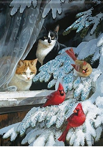 YQZsay Cardinals Cats Glitter Trends Garden Flag - 13 inch x 18 inch