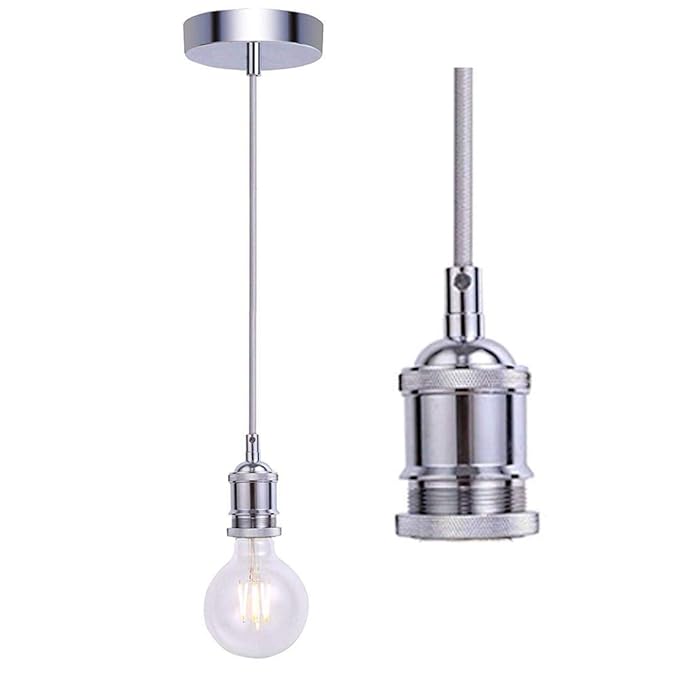 Metal 1 Point Ceiling Rose White Single Pendant Light Fitting Cord