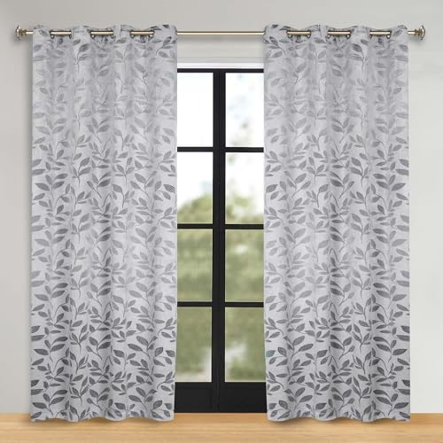 Superior Semi Blackout Curtains - Modern Leaves - 52" x 120" - Grommet Header -…