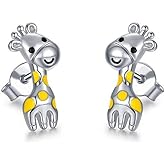 Giraffe Stud Earrings Polishing Copper Animal Earrings for Women Men-Giraffe