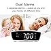 REACHER Modern Dual Alarm Clock Radio with Adjustable Alarm Volume for Heavy and Light Sleepers, USB Phone Charger Port, Sleep Timer, Dimmer, Snooze for Bedrooms Bedside (White)