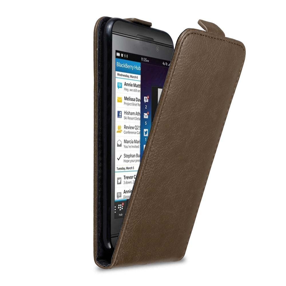 cadorabo Case works with Blackberry Z10 in COFFEE BROWN - Flip Style Case with Magnetic Closure - Wallet Etui Cover Pouch PU Leather Flip