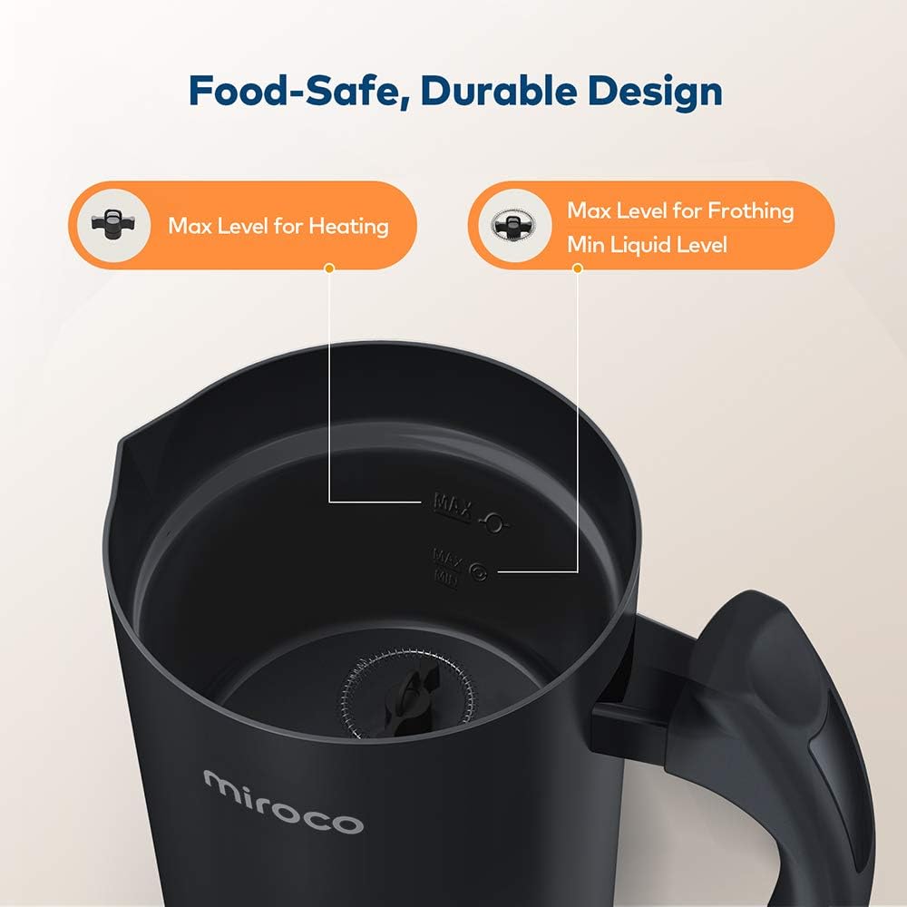 Milk Frother, Miroco Stainless Steel Milk Steamer with Hot &Cold Milk Functionality, Automatic Foam Maker For Coffee, Hot Chocolates, Latte, Cappuccino, Electric Milk Warmer, Silent Operation, 120V: Kitchen & Dining