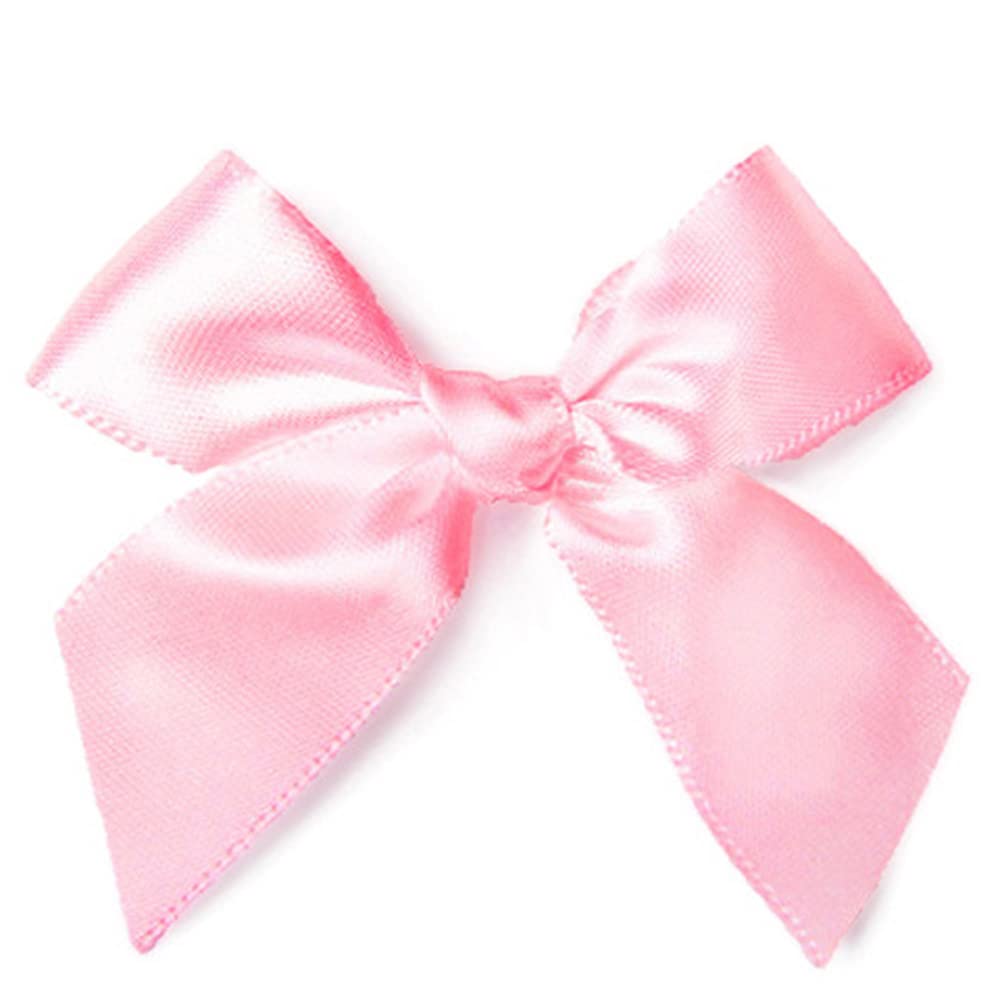 Duories Pack of 50 Small Satin Bow Gift Ribbon Handmade Satin Ribbon Bowknot for Gift Packaging, Handmade DIY, Wedding (Pink)