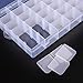 Clear Jewelry Box - Plastic Bead Storage Container, Earrings Storage Organizer with Adjustable Dividers, 36 Grids, 10.75 x 1.7 x 7 Inches