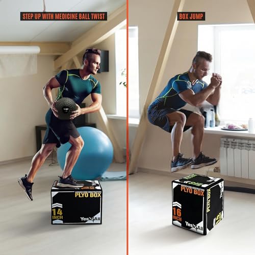 Yes4All 3 in-1 Soft Plyo Box Wooden Core, Foam Plyometric Box for Exercise, MMA, Plyometric Training, Available in 4 Sizes