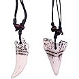 Ailiessy 2Pcs Wolf Shark Tooth Necklace Wolf Fangs Sharktooth Pendant Necklace for Men Women Personalized Jewelry Set Gifts