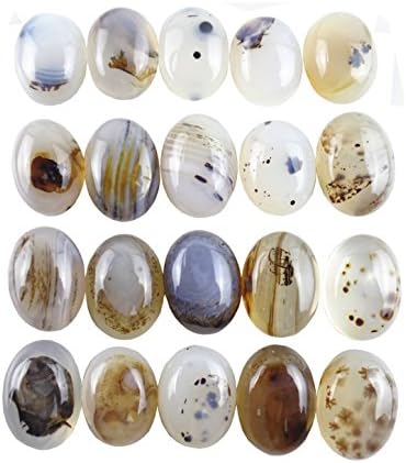 JCGJ Cabochon Oval Stone,20Pcs Unisex Semi-Precious Gemstone for Jewelry Making