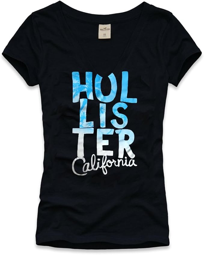 Hollister Womens/Girls VNeck TShirt in Navy New Season (Large