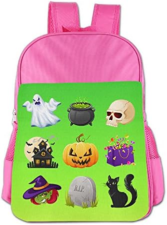 WSXF Children Kid's School Bags Gym Backpacks For Hiking Or Outdoor Fashion Halloween Creepy Pumpkinbackpacks Pink