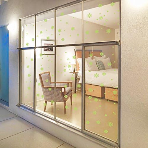Glow Snowflakes in the dark, Window Clings Christmas Stickers (3 packs) - Xmas/Holiday/Winter by Big Over, Beautiful Wall Decals with Dots and Moon for Starry Sky (Stars and Snows)