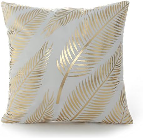 Kingla Home Bronzing Pillowcase Unique Zippered Decorative Leaves Pineapple Floral Pattern Throw Pillows Covers 18x18 Inches Square Cushion Covers For Sofa/Home/Indoor/Outdoor (2321)
