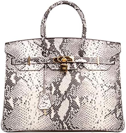 Women's Snakeskin Embossed Patent Leather Padlock Purse Top Handle Bag On Promotion 35cm