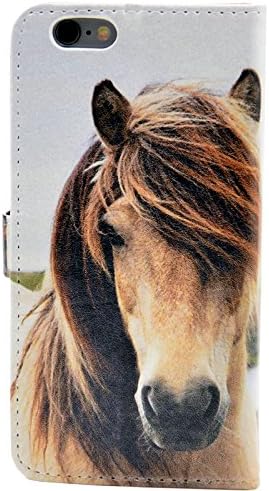 iphone 6S Case Dirty White Horse Pattern Leather Wallet Case Stand Cover with Cash Card Slots for Apple iphone 6 6S New Arrival - Cool as Great Gift