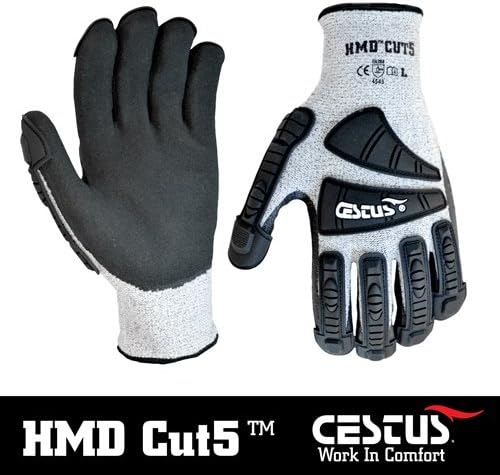 Cestus HMD CUT5-3008 S Cut Resistant Glove, Small/8, Gray, Pair