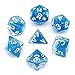 Haxtec Glitter DND Dice Set 7PCS Polyhedral D D Dice for Roleplaying Dice Games as Dungeons and Dragons-(Blue Glitter)