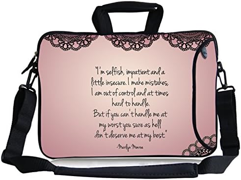 KTMORE 13-Inch Quotes by Famous People Marilyn Monroe Quotations I am Selfish Waterproof Neoprene Laptop Sleeve Case Bag Handbag with Extra Side Pocket, Soft Carrying Handle &amp; Removable Shoulder Strap for 12.5 to 13.3 inch Laptop Chromebook Ultrabook Macbook Pro Air HP Dell Acer Sony Lenovo