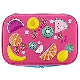 Colorful Fruits School Girls Toddler Hardtop Pencil Case Holder - Cute Kids Pencil Box Pen Bag (Hot Pink)