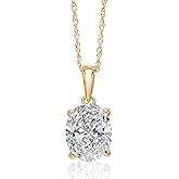 Gem Stone King 1.50 Ct Oval Cut 14K Yellow Gold IGI Certified Lab Grown Diamond Pendant Necklace | F-G Color | VS Clarity | Gold Necklace For Women | With 18 Inch Gold Chain